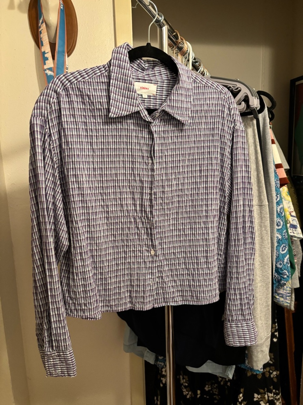 Xirena Purple Cropped Button Down
